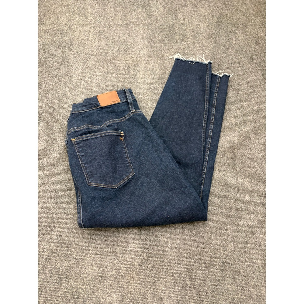 Madewell Women's 10 "High-Rise Skinny Jeans Dark Indigo Raw Hem Size 37